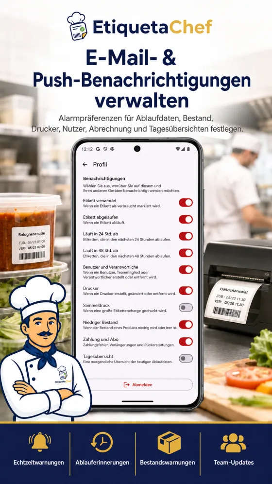 EtiquetaChef — Benachrichtigungen