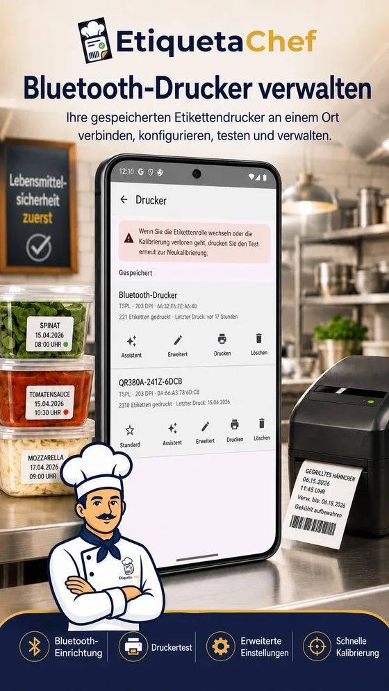Bluetooth-Thermodrucker mit EtiquetaChef
