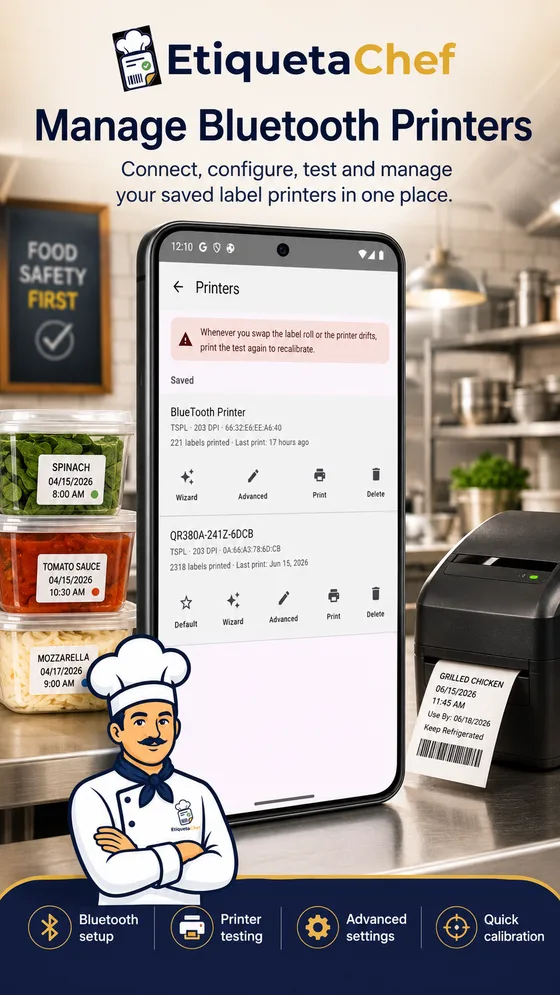 Bluetooth thermal printer with EtiquetaChef