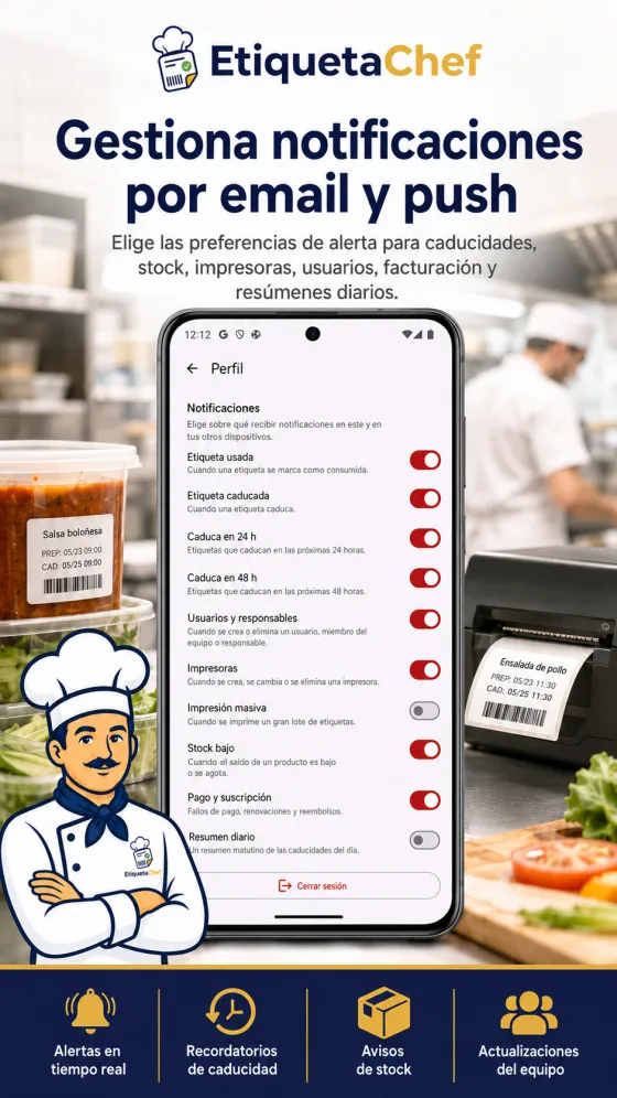 EtiquetaChef — Notificaciones