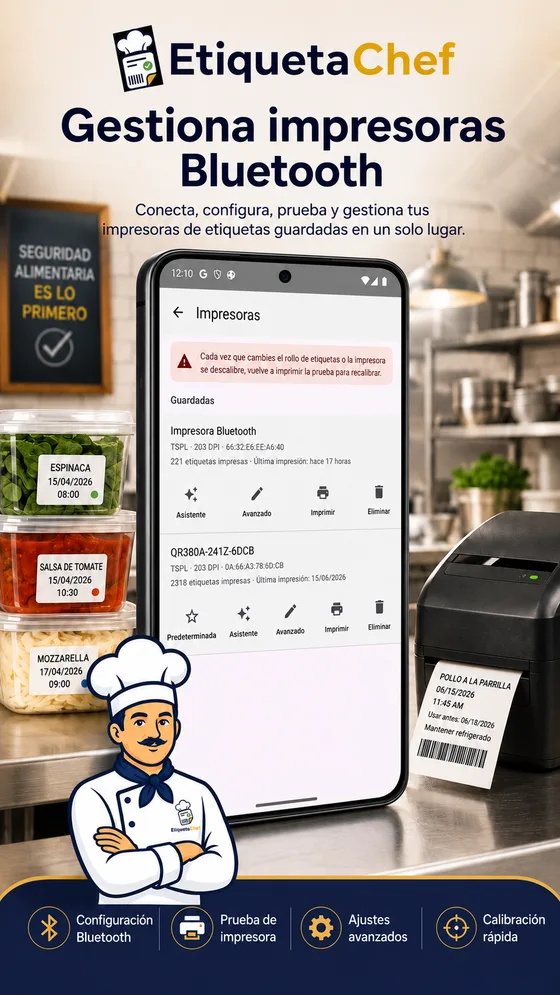 Impresora térmica Bluetooth con EtiquetaChef