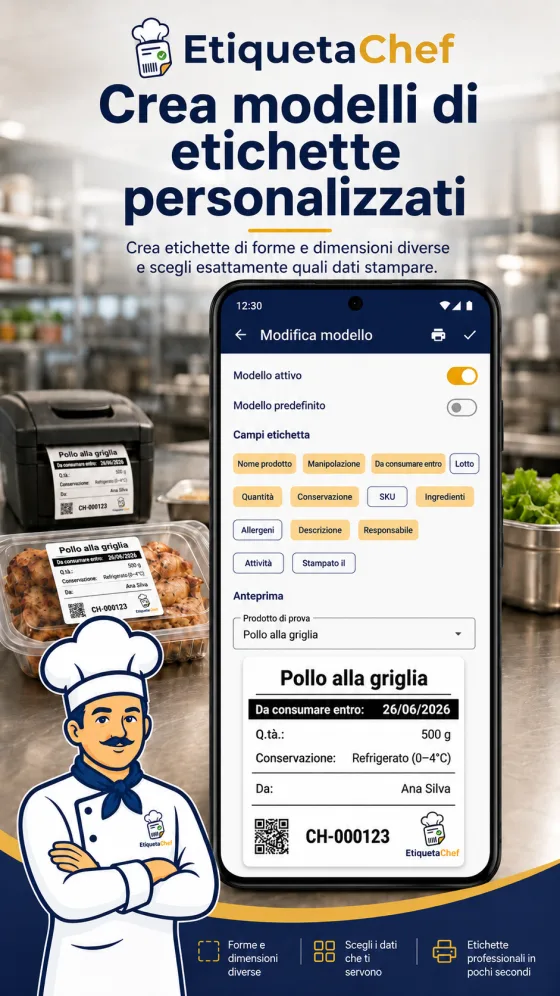 Etichetta EtiquetaChef con scadenza, lotto e allergeni