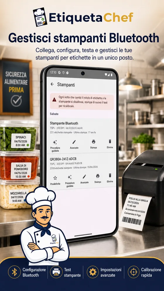 Stampante termica Bluetooth con EtiquetaChef