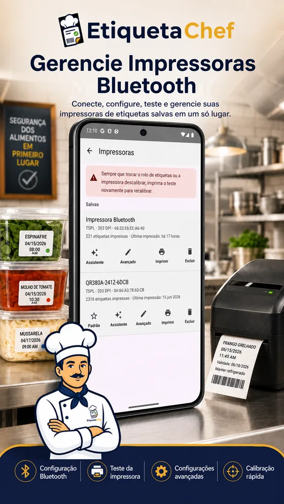 Impressora térmica Bluetooth com o EtiquetaChef